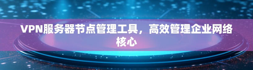 VPN服务器节点管理工具，高效管理企业网络核心