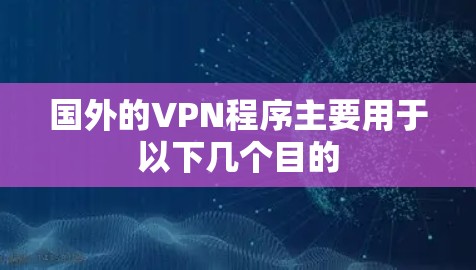 国外的VPN程序主要用于以下几个目的